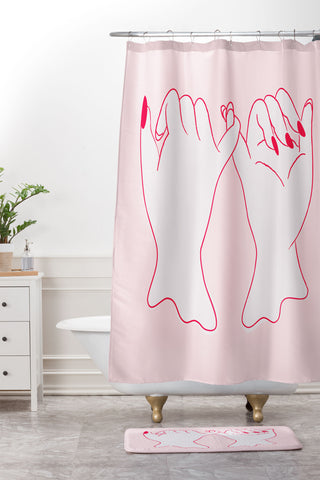 Anneamanda pinkie promise pink Shower Curtain And Mat