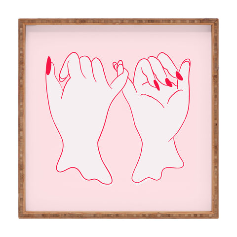 Anneamanda pinkie promise pink Square Tray