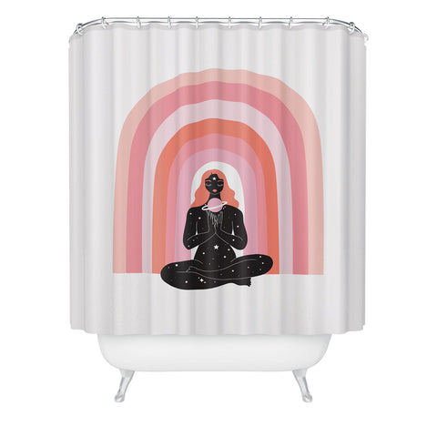 Anneamanda rainbow meditation Shower Curtain