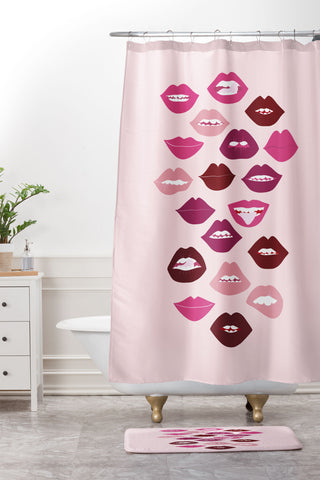 Anneamanda ruby lips Shower Curtain And Mat