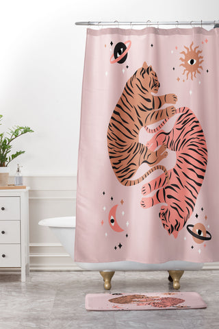 Anneamanda sleeping tigers Shower Curtain And Mat