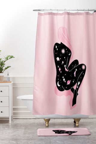 Anneamanda universe inside Shower Curtain And Mat