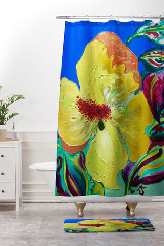 ANoelleJay Birthday Acrylic Yellow Orange Shower Curtain And Mat