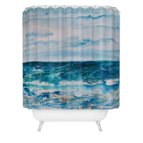ANoelleJay Cabo Beach Mexico Watercolor 1 Shower Curtain