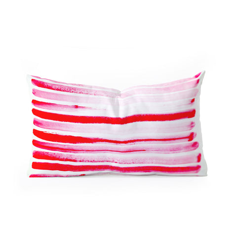 ANoelleJay Christmas Candy Cane Red Stripe Oblong Throw Pillow