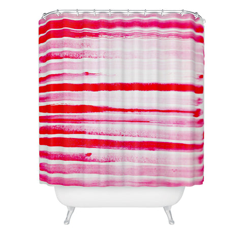 ANoelleJay Christmas Candy Cane Red Stripe Shower Curtain