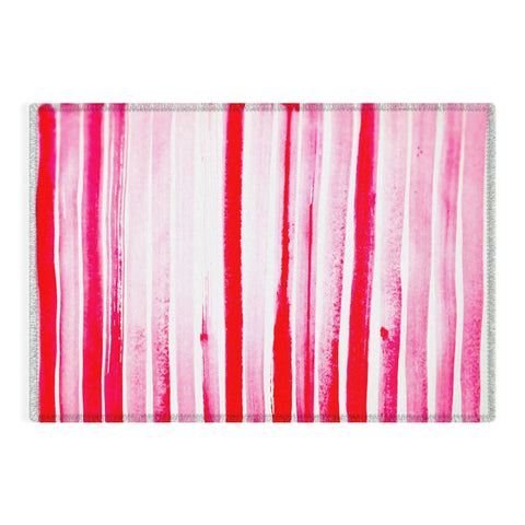 ANoelleJay Christmas Candy Cane Red Stripe Outdoor Rug