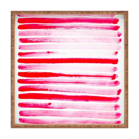 ANoelleJay Christmas Candy Cane Red Stripe Square Tray