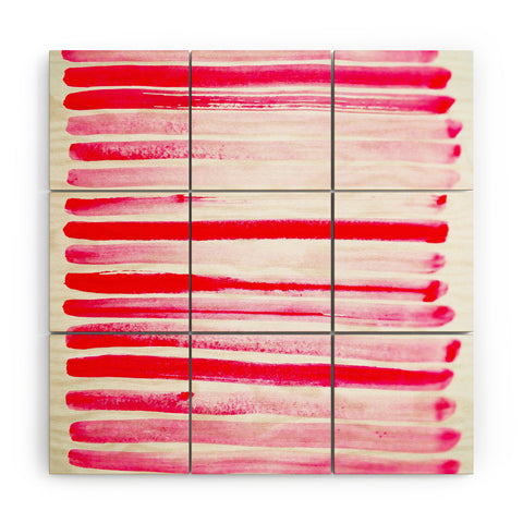 ANoelleJay Christmas Candy Cane Red Stripe Wood Wall Mural