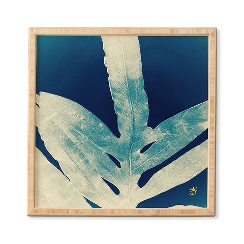 ANoelleJay Green Fern at Midnight Bright Navy Blue Framed Wall Art