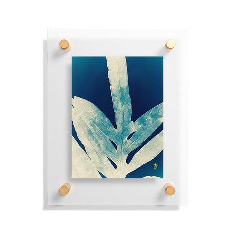 ANoelleJay Green Fern at Midnight Bright Navy Blue Floating Acrylic Print