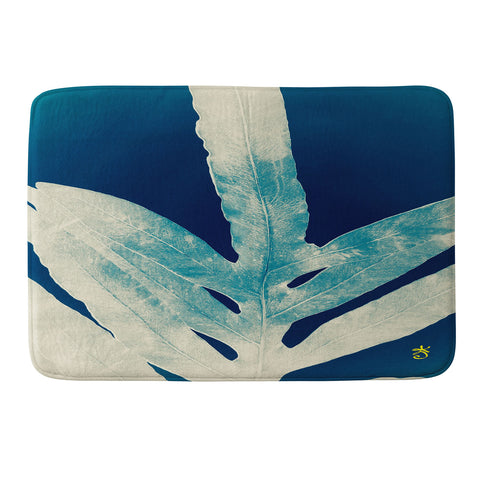 ANoelleJay Green Fern at Midnight Bright Navy Blue Memory Foam Bath Mat