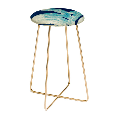 ANoelleJay Green Fern at Midnight Bright Navy Blue Counter Stool