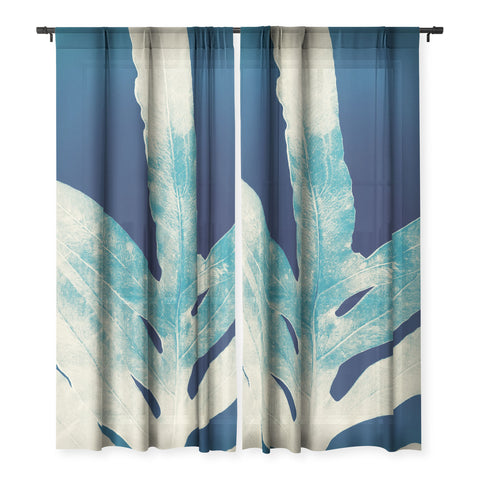 ANoelleJay Green Fern at Midnight Bright Navy Blue Sheer Non Repeat