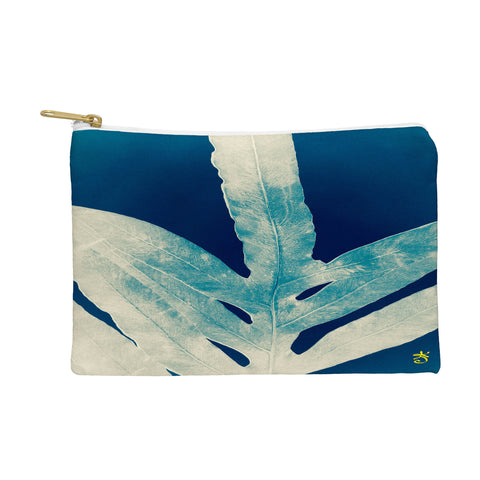 ANoelleJay Green Fern at Midnight Bright Navy Blue Pouch