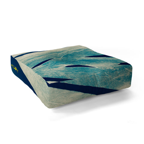 ANoelleJay Green Fern at Midnight Bright Navy Blue Floor Pillow Square