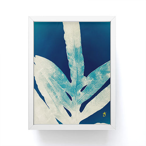 ANoelleJay Green Fern at Midnight Bright Navy Blue Framed Mini Art Print