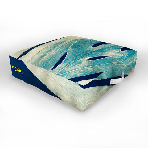 ANoelleJay Green Fern at Midnight Bright Navy Blue Outdoor Floor Cushion