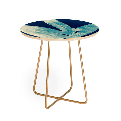 ANoelleJay Green Fern at Midnight Bright Navy Blue Round Side Table