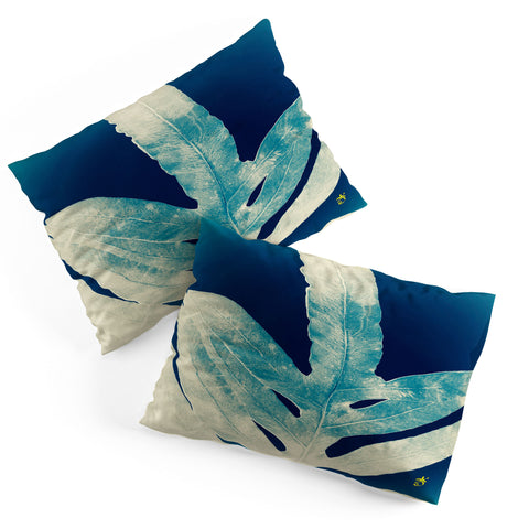 ANoelleJay Green Fern at Midnight Bright Navy Blue Pillow Shams