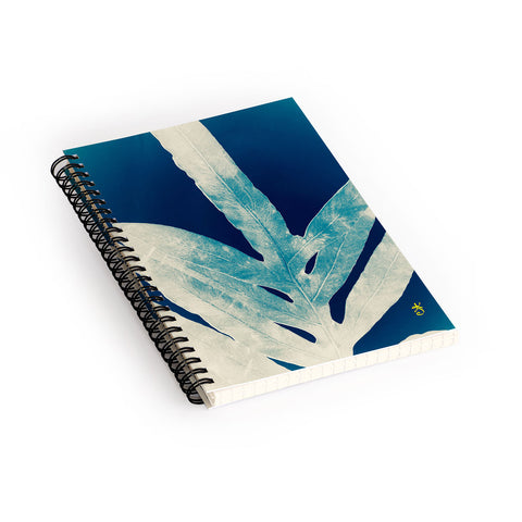 ANoelleJay Green Fern at Midnight Bright Navy Blue Spiral Notebook