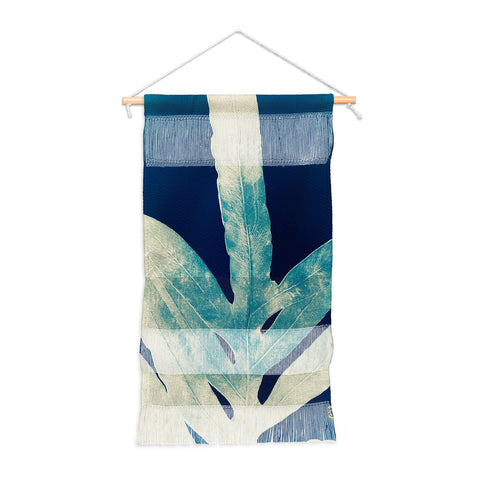 ANoelleJay Green Fern at Midnight Bright Navy Blue Wall Hanging Portrait