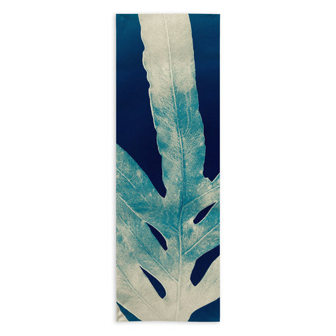ANoelleJay Green Fern at Midnight Bright Navy Blue Yoga Towel