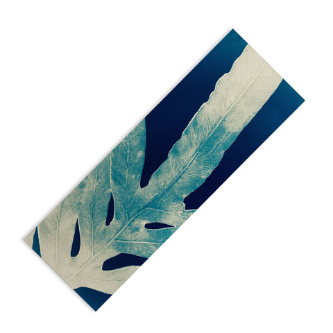 ANoelleJay Green Fern at Midnight Bright Navy Blue Yoga Mat