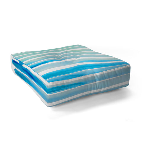 ANoelleJay New Year Blue Water Lines Floor Pillow Square