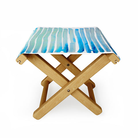 ANoelleJay New Year Blue Water Lines Folding Stool