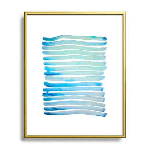 ANoelleJay New Year Blue Water Lines Metal Framed Art Print