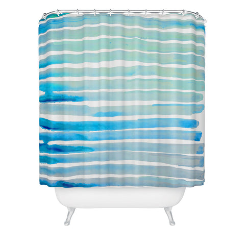 ANoelleJay New Year Blue Water Lines Shower Curtain