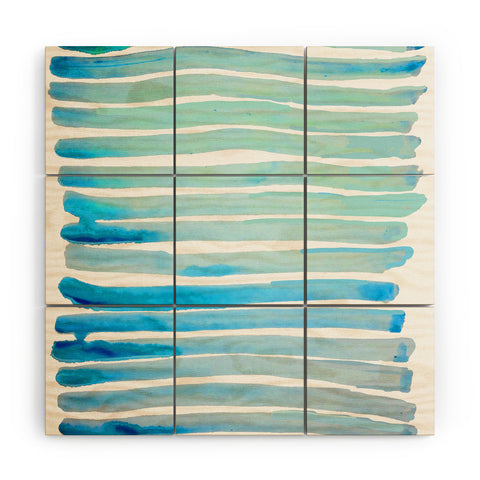ANoelleJay New Year Blue Water Lines Wood Wall Mural