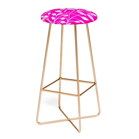 ANoelleJay Pink Leaves 1 Bar Stool