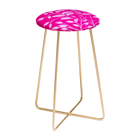 ANoelleJay Pink Leaves 1 Counter Stool