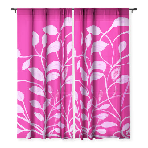 ANoelleJay Pink Leaves 1 Sheer Non Repeat