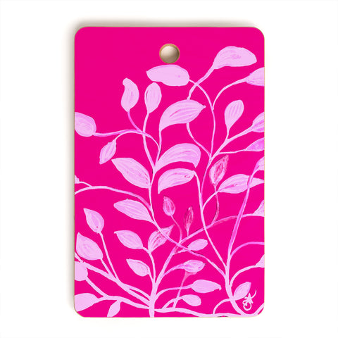ANoelleJay Pink Leaves 1 Cutting Board Rectangle