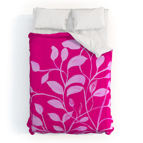 ANoelleJay Pink Leaves 1 Duvet Cover