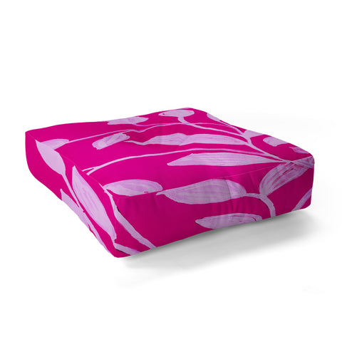 ANoelleJay Pink Leaves 1 Floor Pillow Square