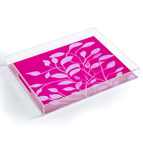 ANoelleJay Pink Leaves 1 Acrylic Tray