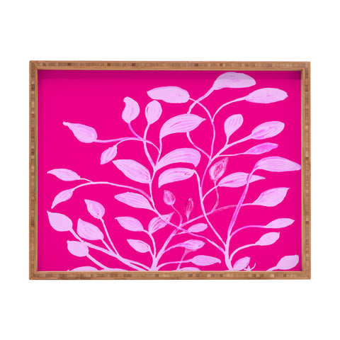 ANoelleJay Pink Leaves 1 Rectangular Tray
