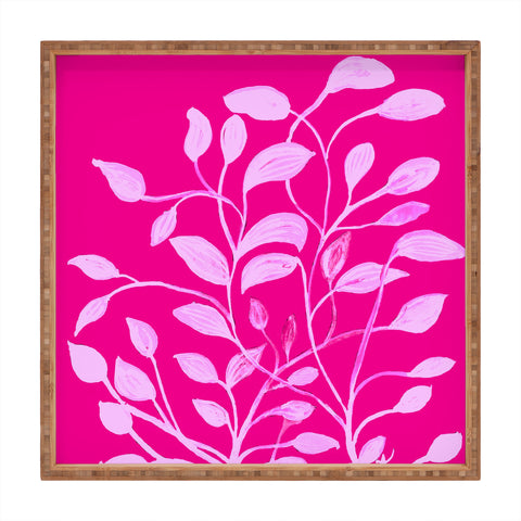 ANoelleJay Pink Leaves 1 Square Tray
