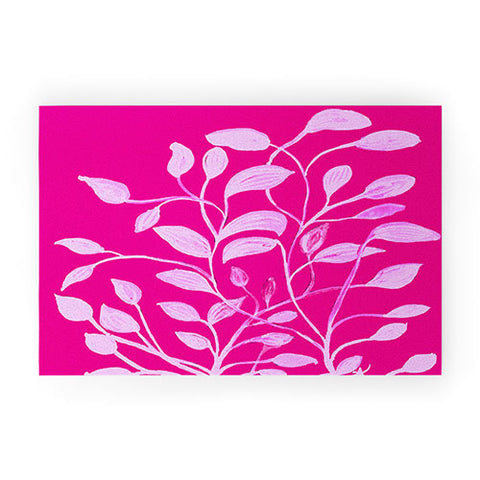 ANoelleJay Pink Leaves 1 Welcome Mat