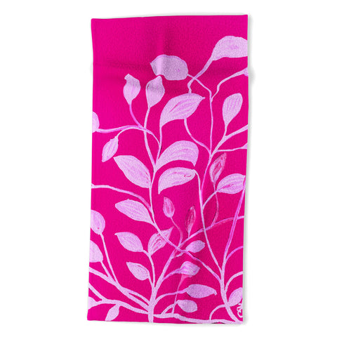 ANoelleJay Pink Leaves 1 Beach Towel