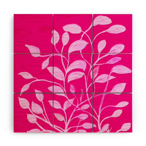 ANoelleJay Pink Leaves 1 Wood Wall Mural
