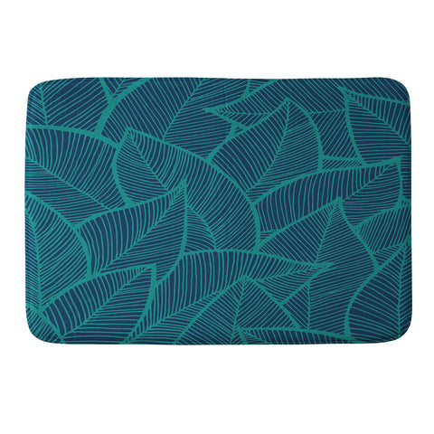 Arcturus Blue Green Leaves Memory Foam Bath Mat