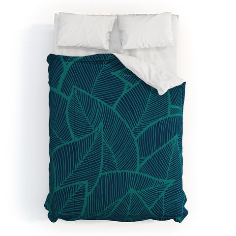 Arcturus Blue Green Leaves Comforter