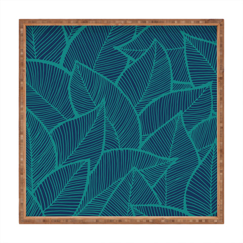 Arcturus Blue Green Leaves Square Tray