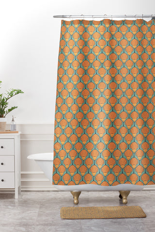 Arcturus Deco Shells Shower Curtain And Mat