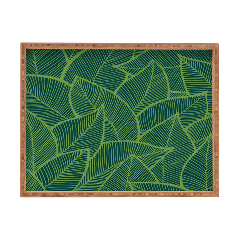 Arcturus Lime Green Leaves Rectangular Tray